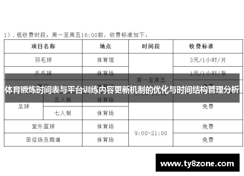 体育锻炼时间表与平台训练内容更新机制的优化与时间结构管理分析